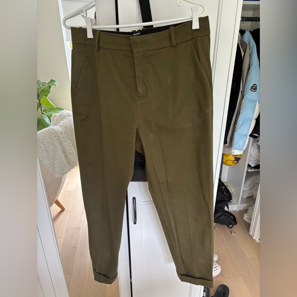 Balmain Green Chinos Tailored Cotton Blend
